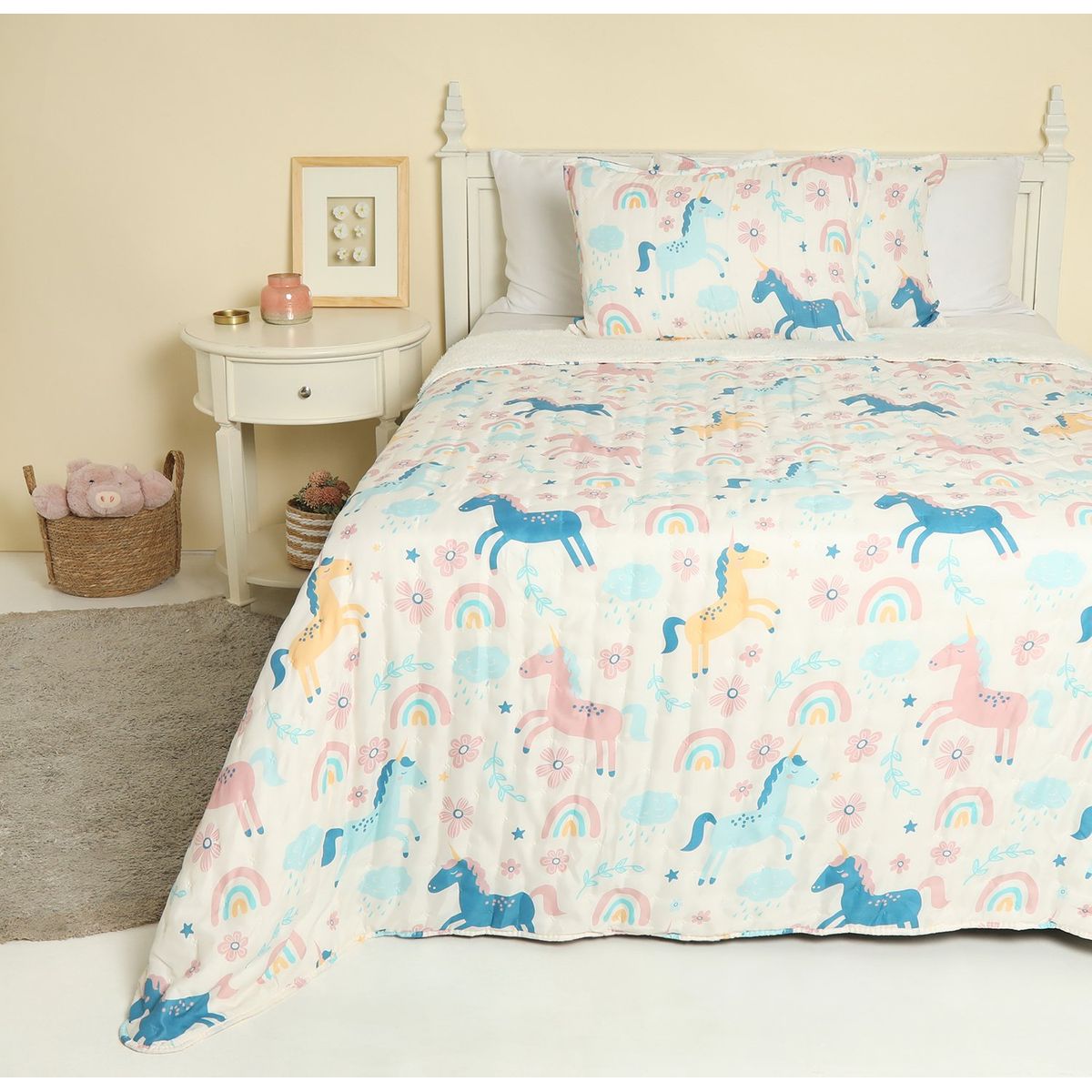 MICA KIDS - Cubrecama Infantil Unicornio Sherpa Mica Kids