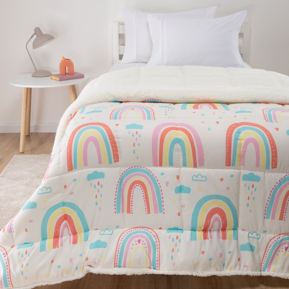 MICA KIDS - Edredón Infantil Arcoiris Sherpa Mica Kids
