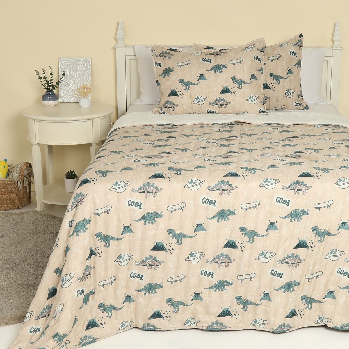 MICA KIDS - Cubrecama Infantil Dinosaurios Sherpa Mica Kids