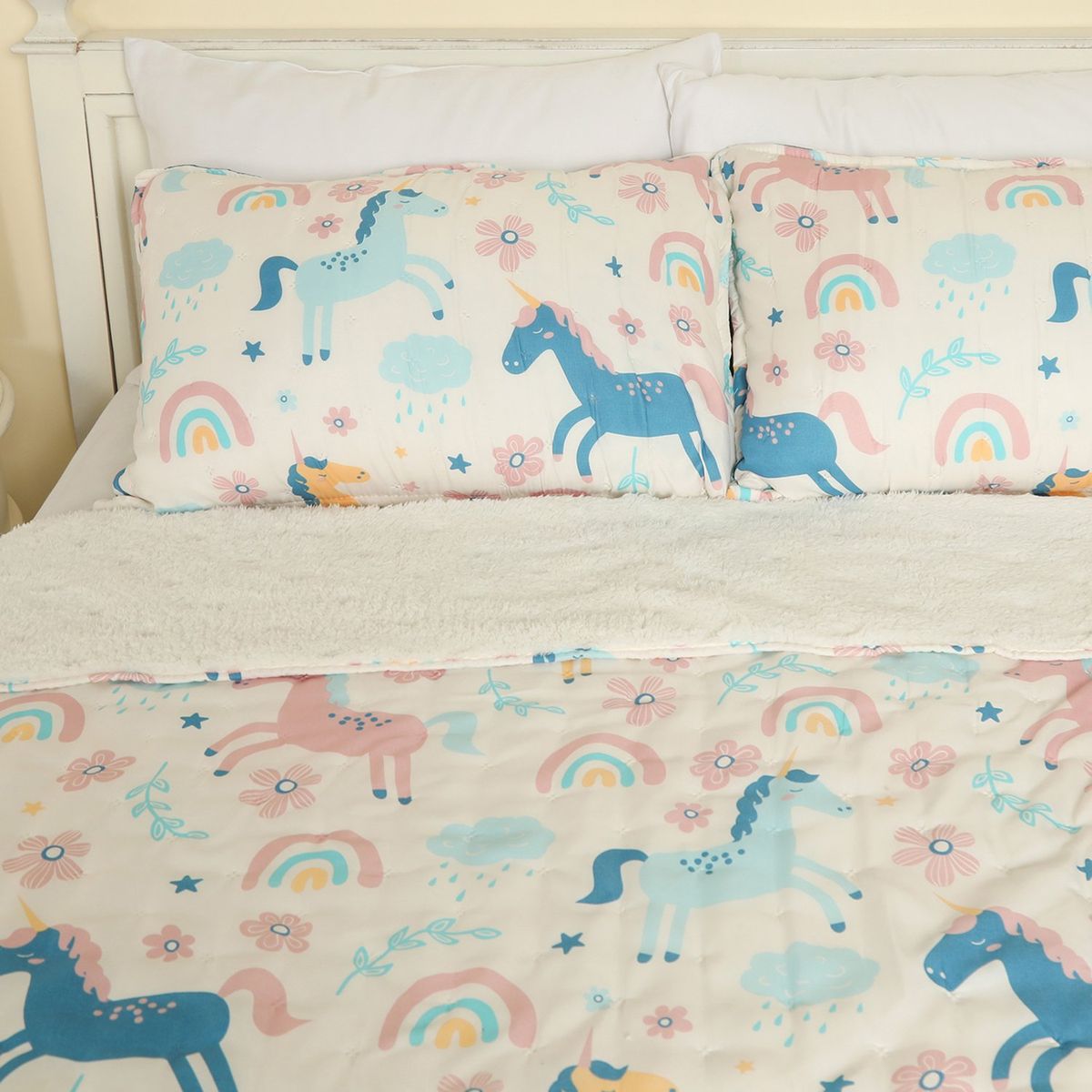 MICA KIDS - Cubrecama Infantil Unicornio Sherpa Mica Kids