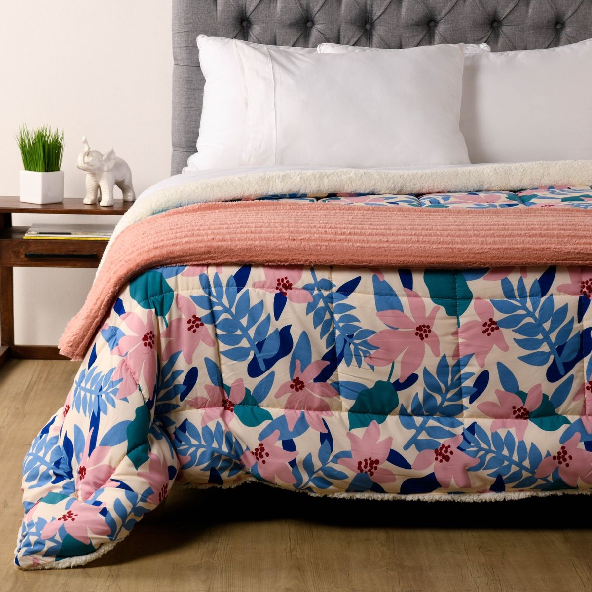 MICA - Edredón Estampado Con Sherpa Mica