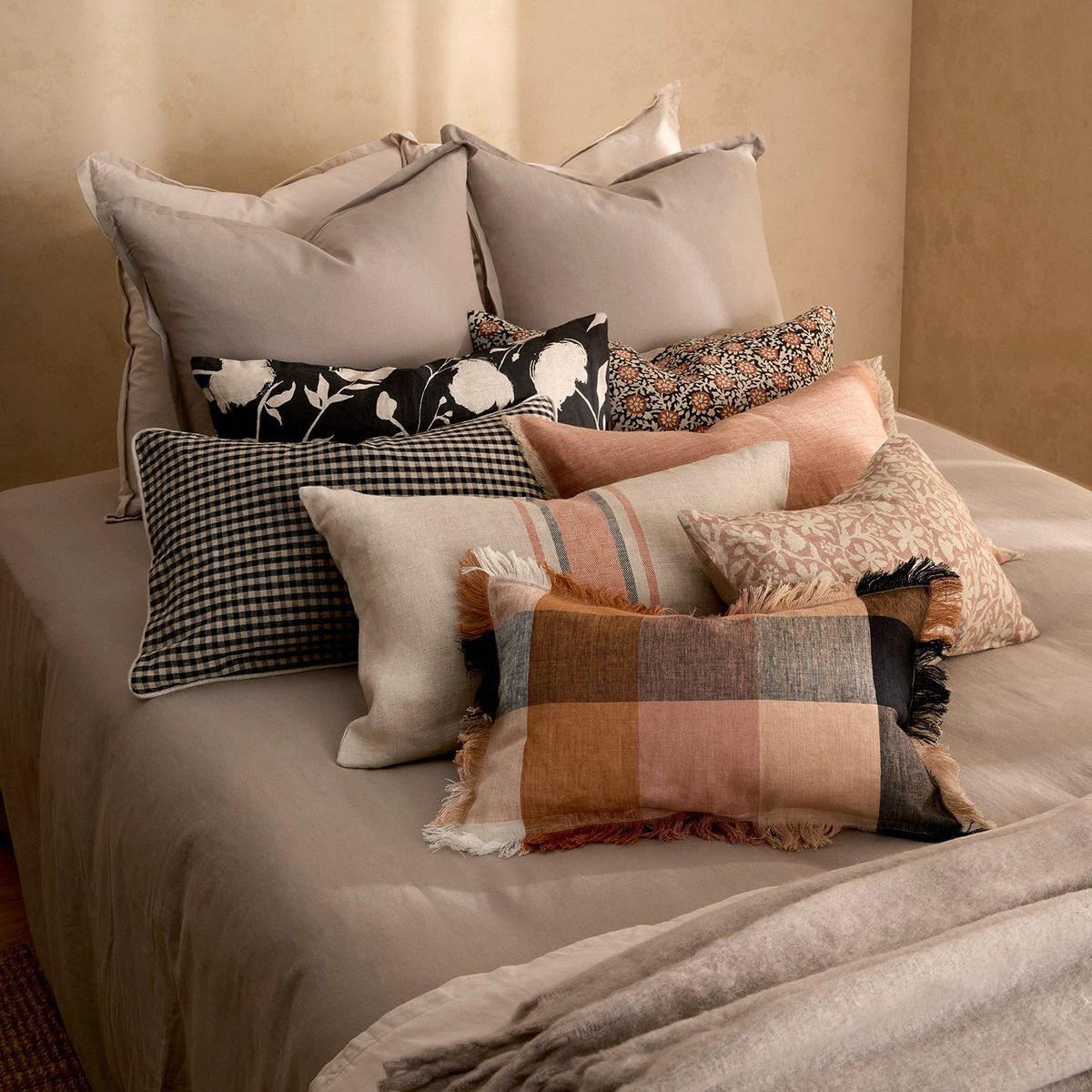 BASEMENT HOME - Cojín Earth Tartan 100% Lino 40x60cm Basement Home