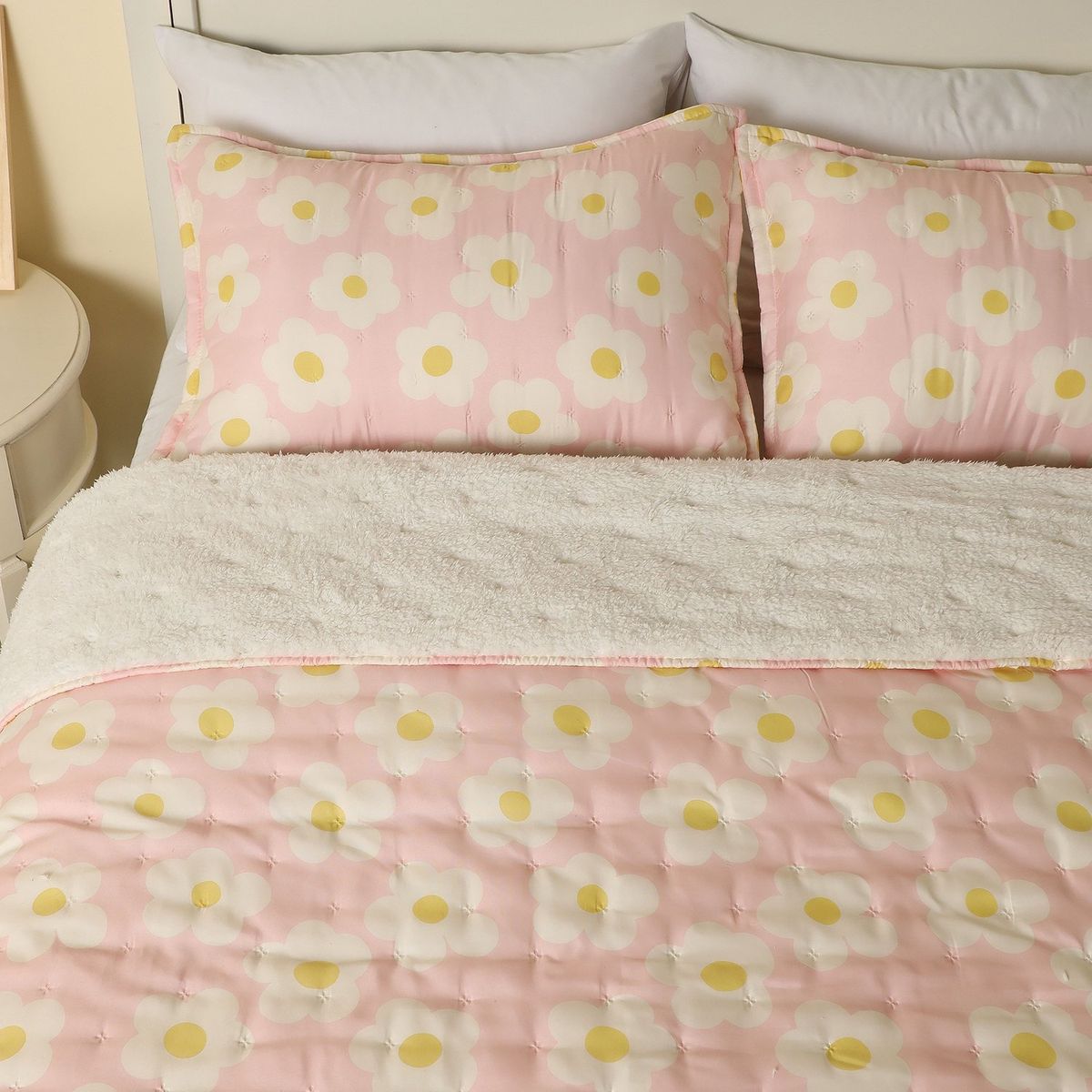 MICA KIDS - Cubrecama Infantil Flores Sherpa Mica Kids