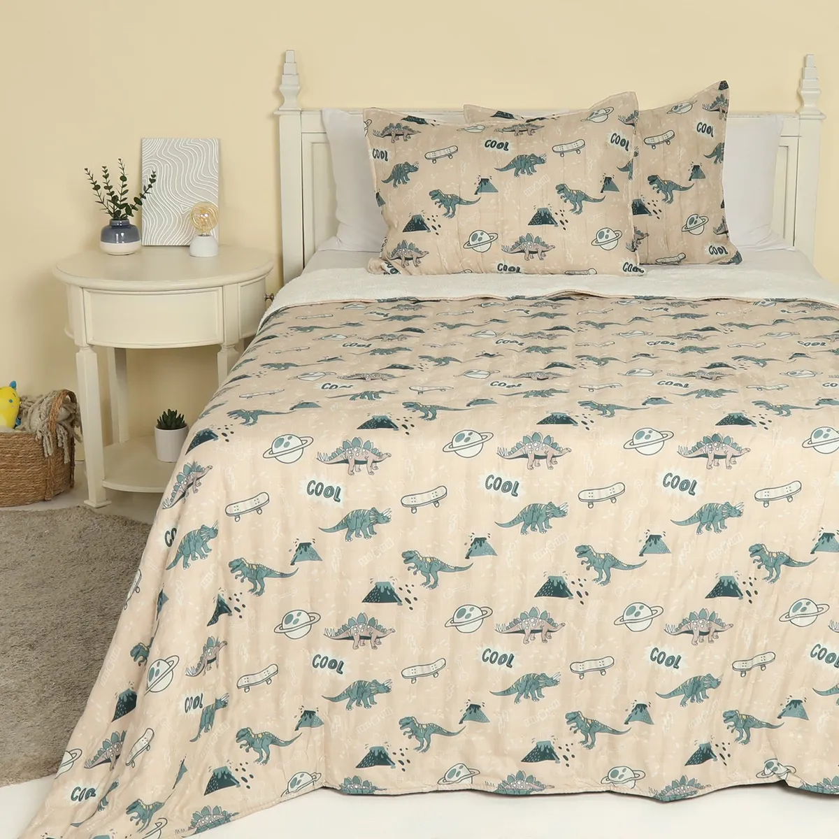 MICA KIDS - Cubrecama Infantil Dinosaurios Sherpa Mica Kids