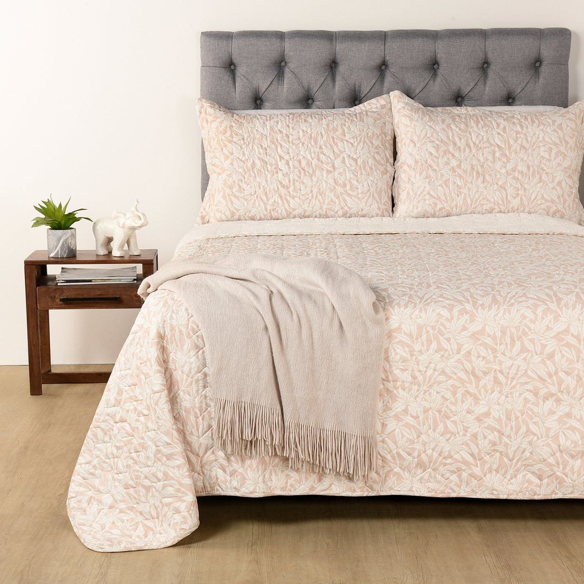 MICA - Cubrecama Estampado Mar con Sherpa Mica