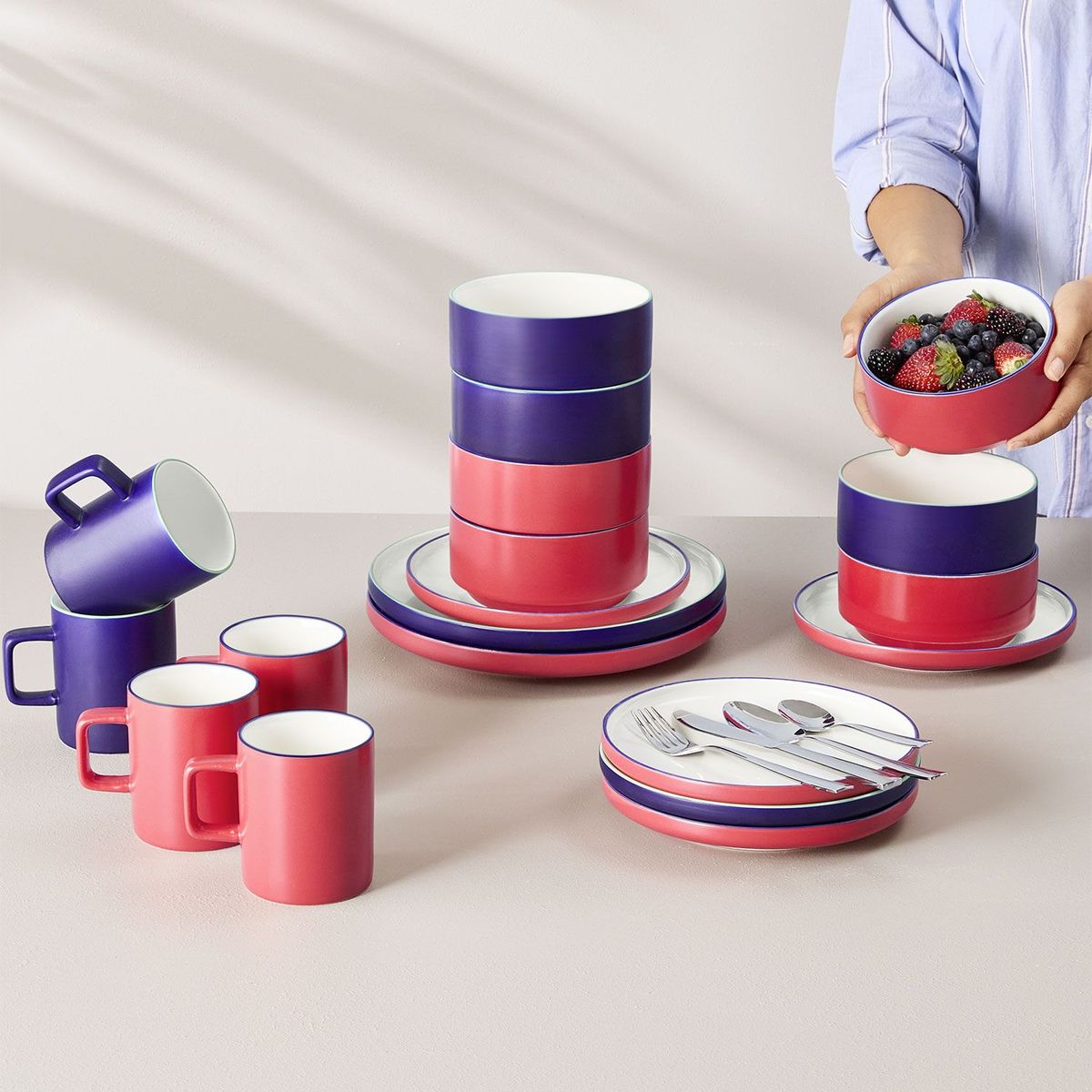 BENETTON - Plato Ensalada Stack Rim Rojo 20 Cm