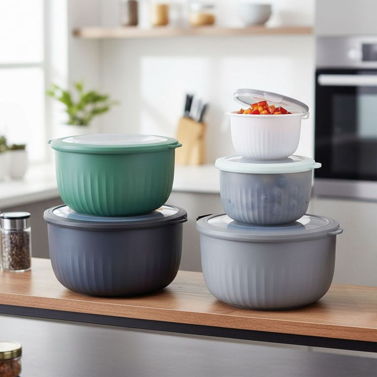 MICA - Set X5 Bowls Con Tapa Multicolor