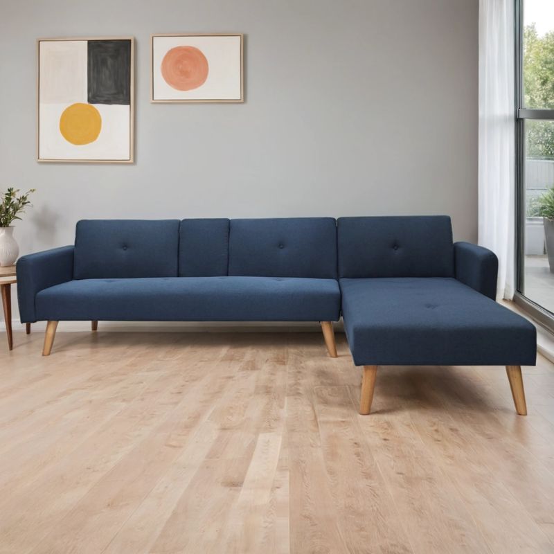 MICA - Futón Seccional Convertible Domingo 3 Cuerpos Derecho 2 Plz con Posavasos