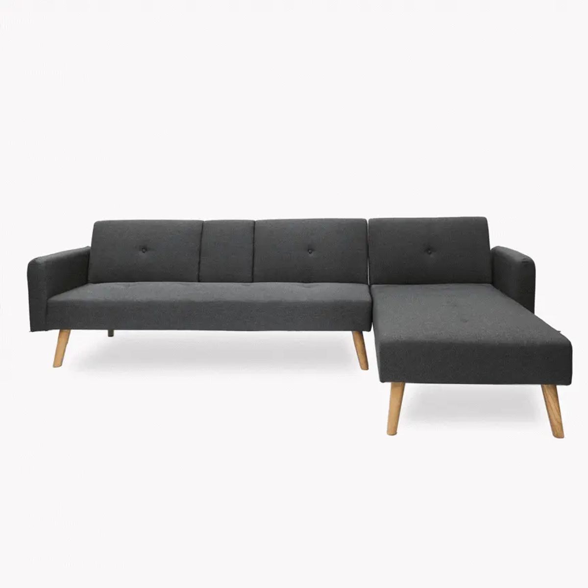 MICA - Futón Seccional Convertible Domingo 3 Cuerpos Derecho 2 Plz con Posavasos