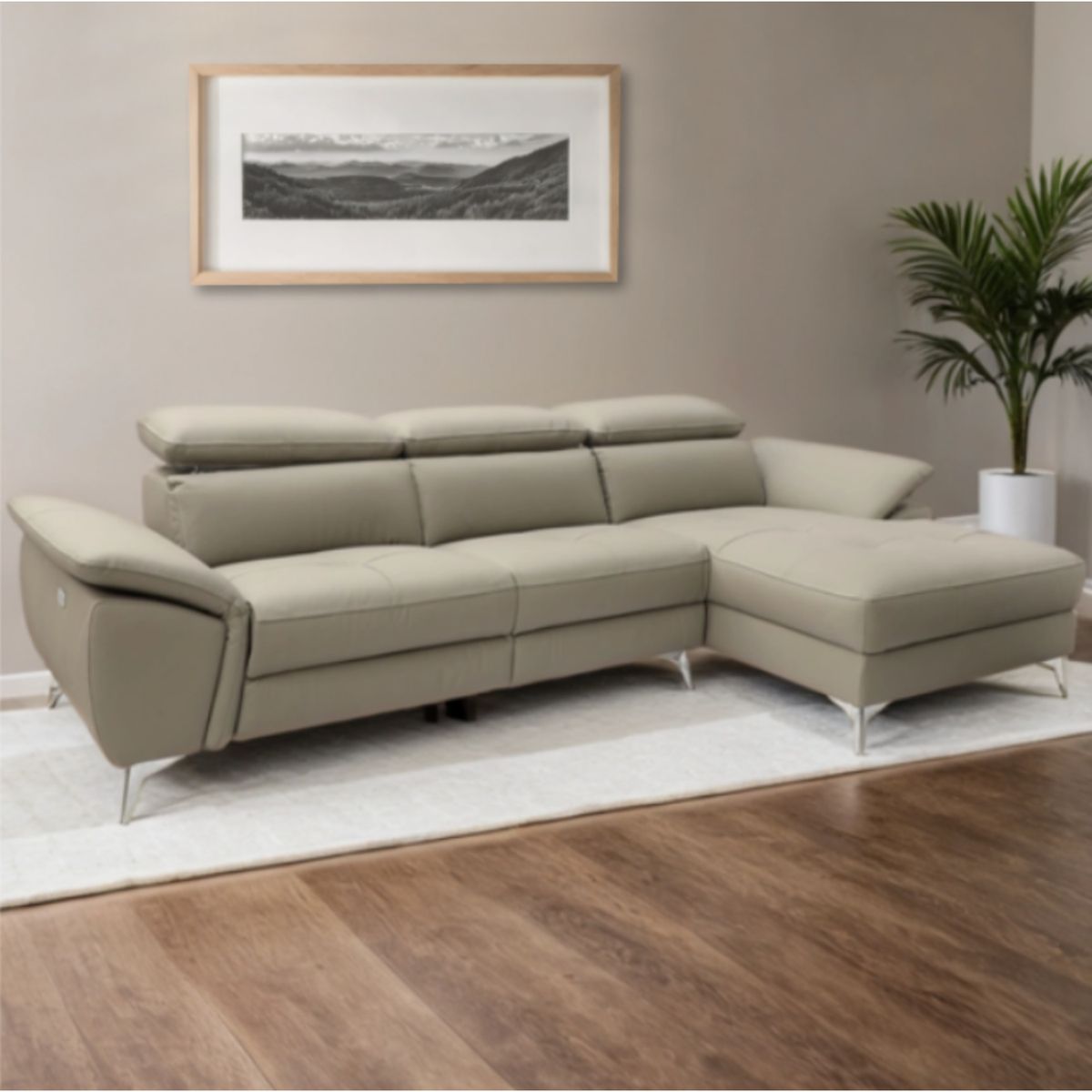 BASEMENT HOME - Seccional Stewart 4 Cuerpos Derecho De Cuero