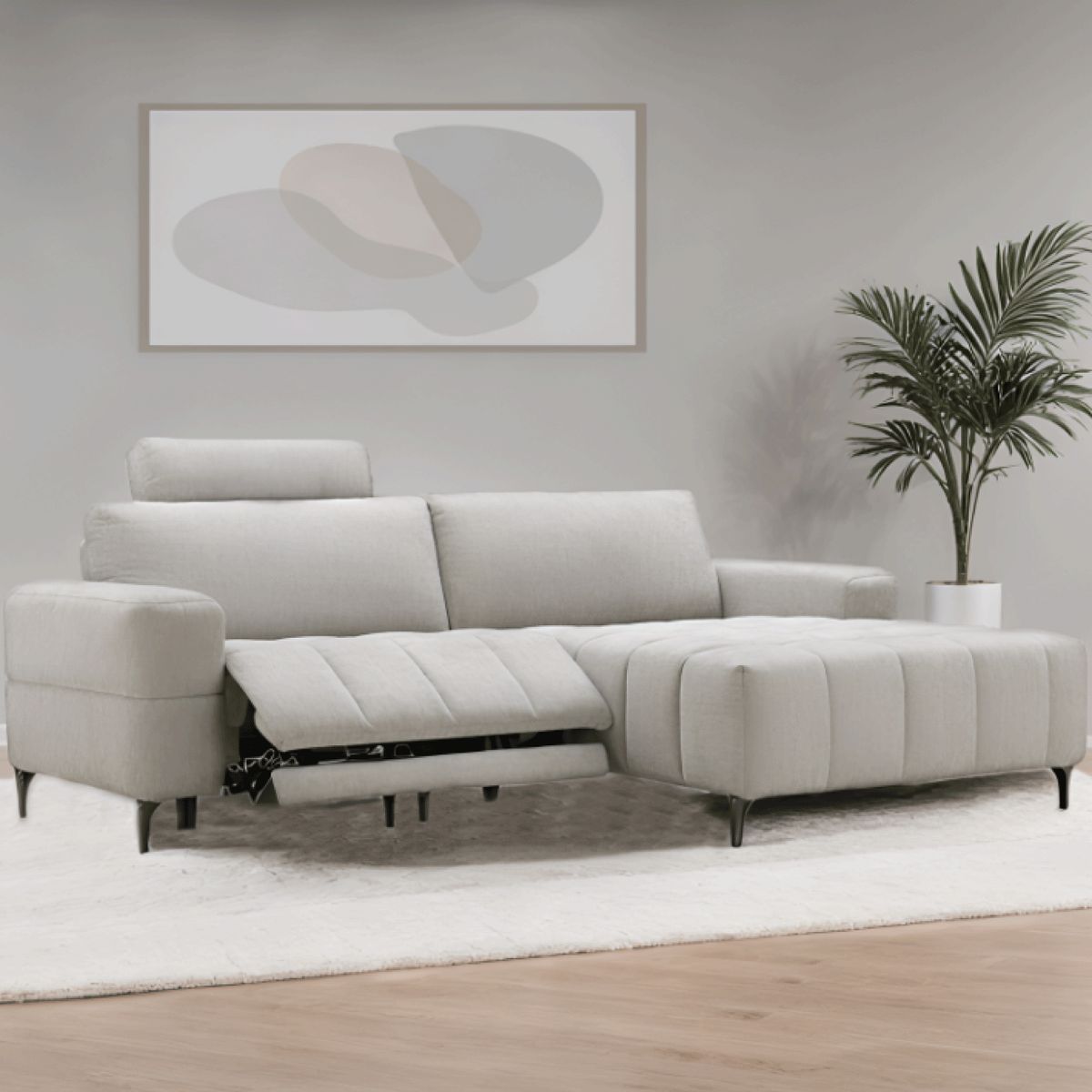 BASEMENT HOME - Seccional con Reclinable Eléctrico Frank 4 Cuerpos Derecho