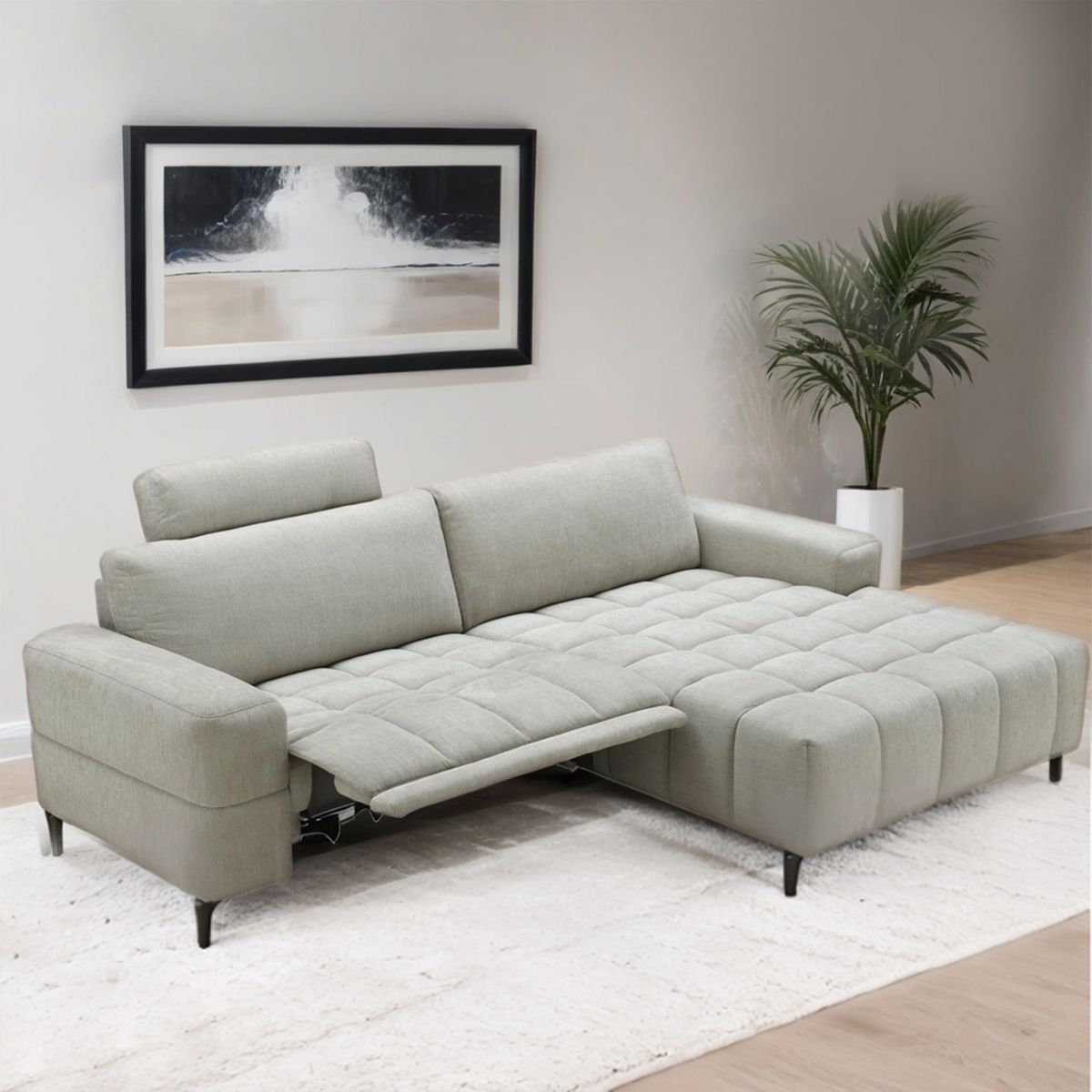 BASEMENT HOME - Seccional con Reclinable Eléctrico Frank 4 Cuerpos Derecho