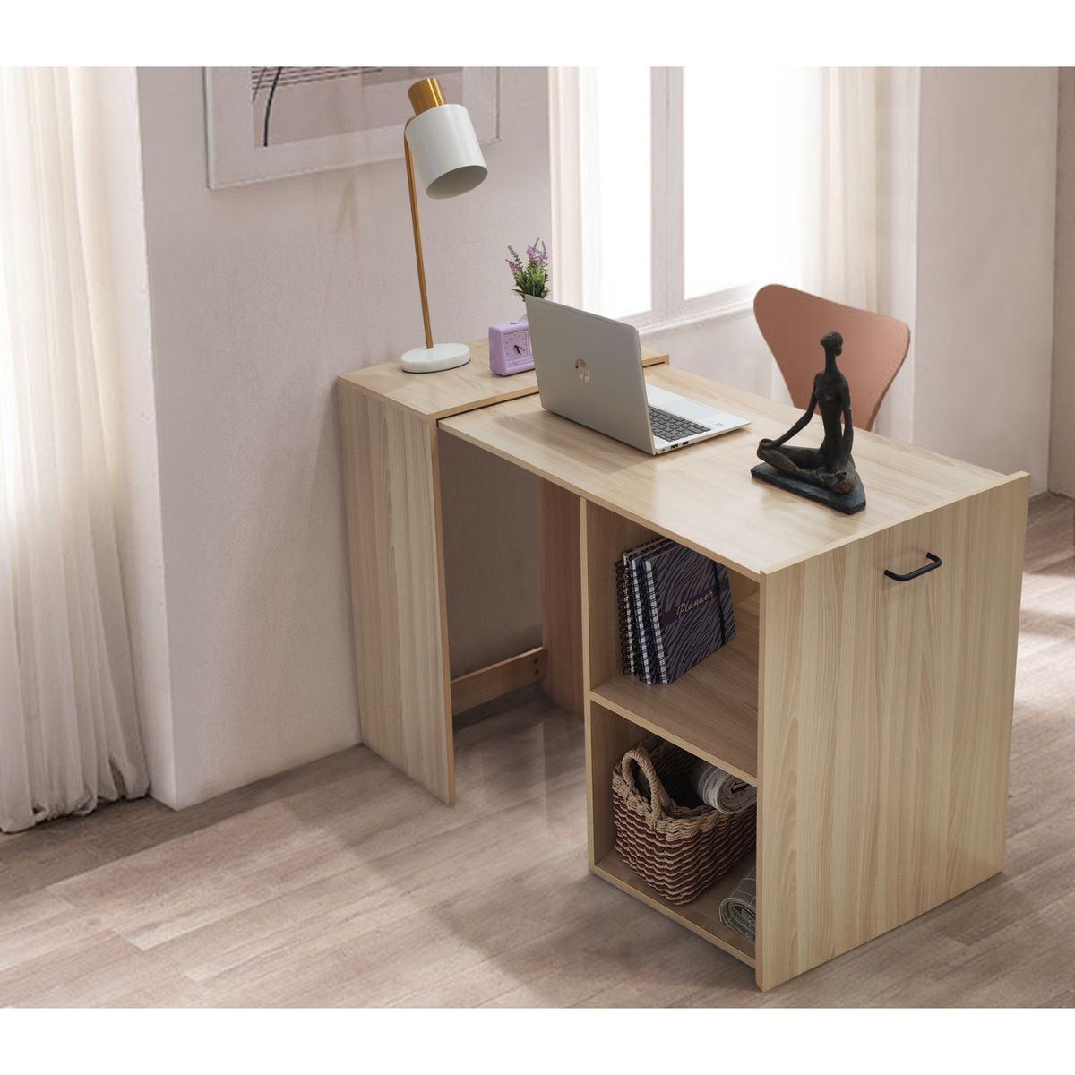 MICA - Escritorio Multifuncional Plegable Con 2 Estantes