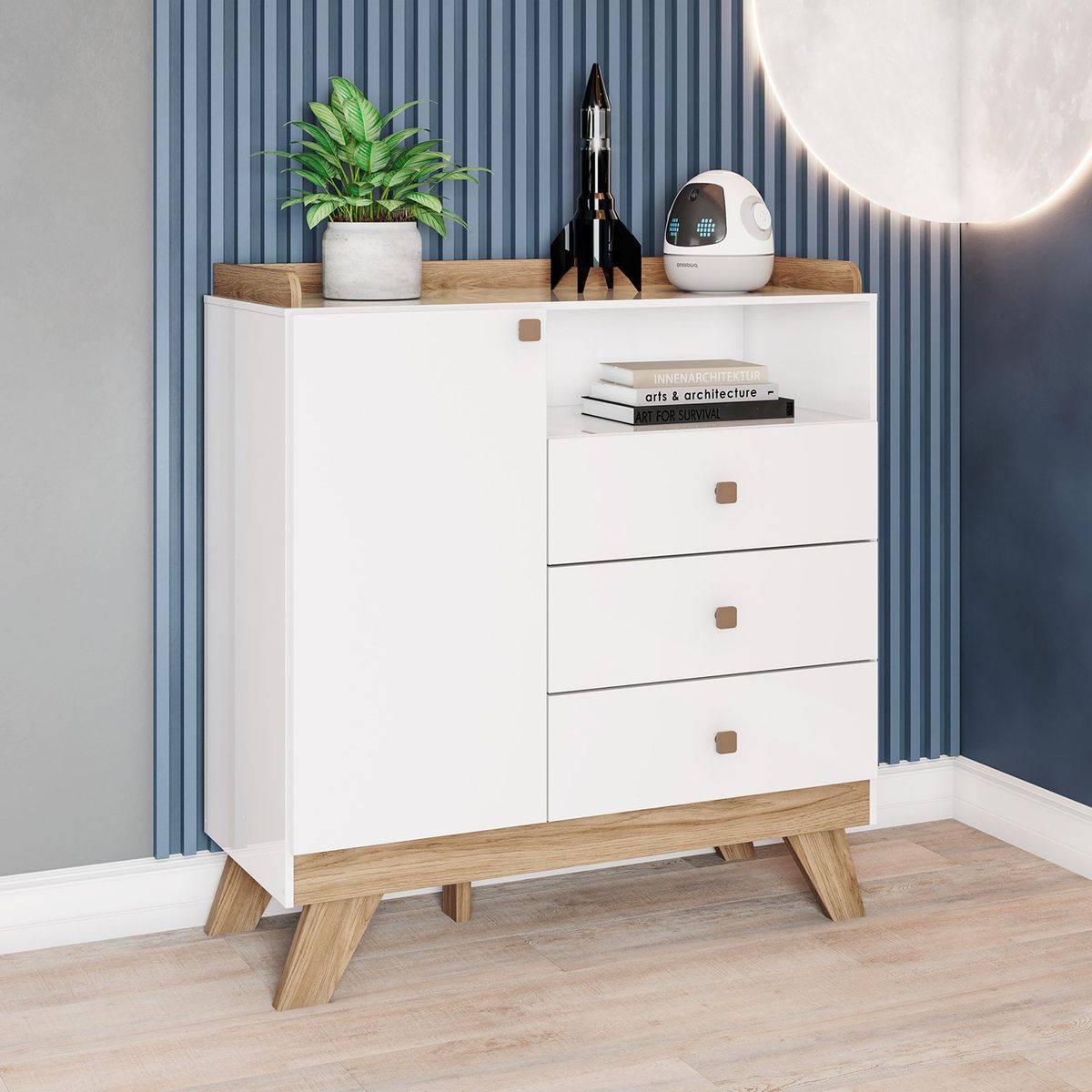 MICA KIDS - Cómoda Confeti 3 Cajones 1 Puerta