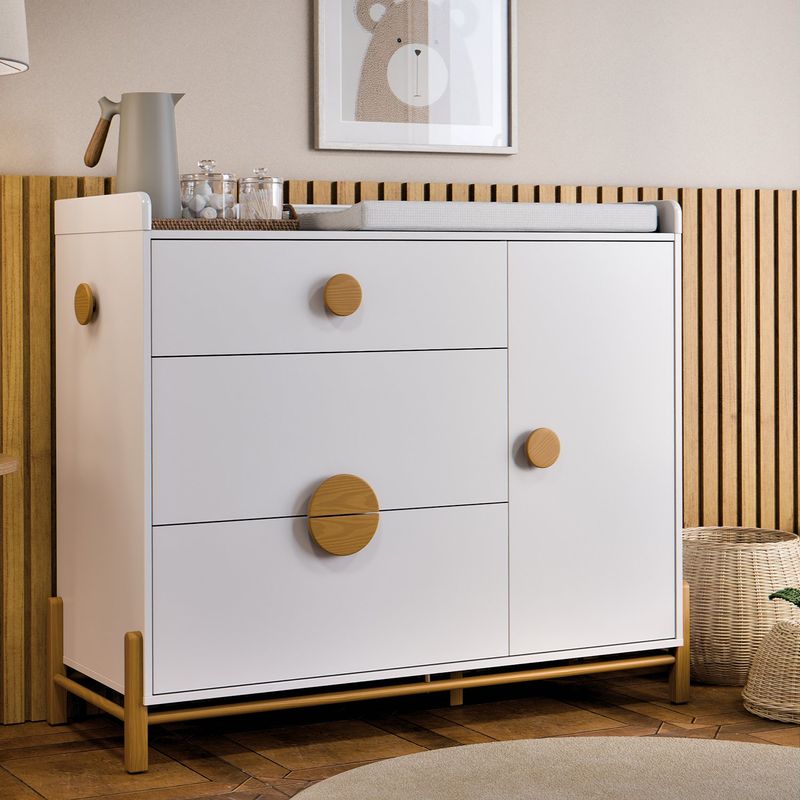 MICA KIDS - Cómoda Tessa Blanco 3 Cajones 1 Puerta