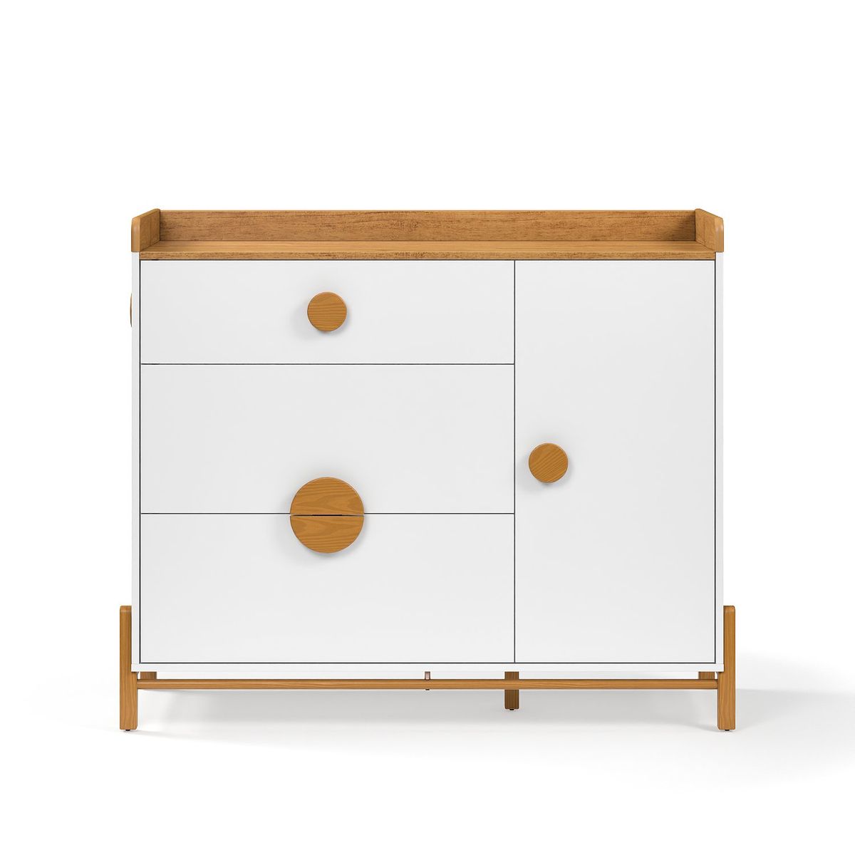 MICA KIDS - Cómoda Tessa Blanco/Wood 3 Cajones 1 Puerta