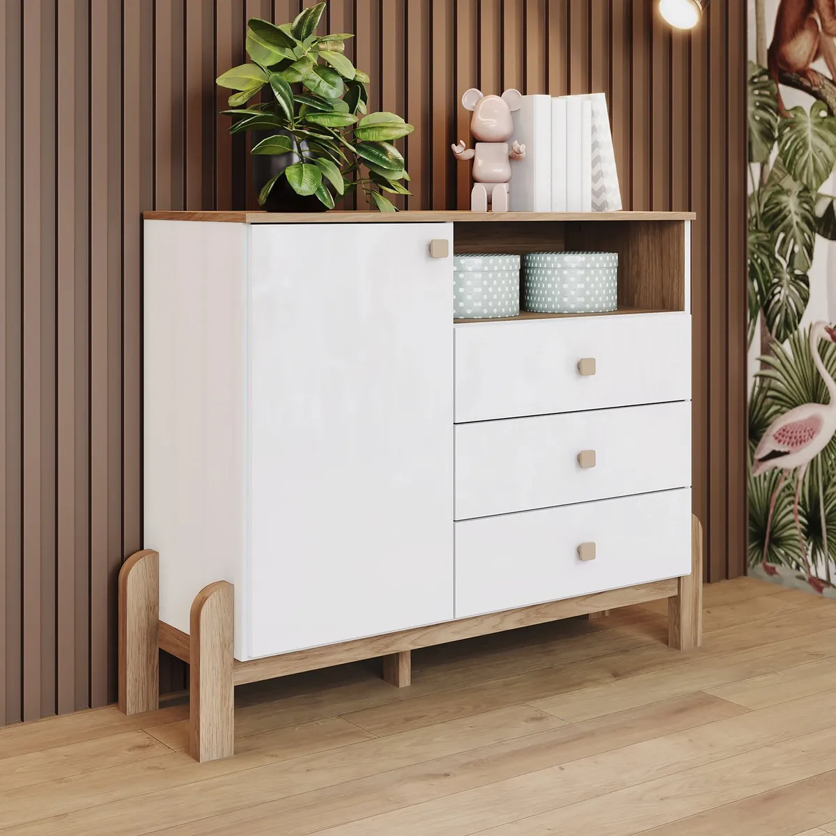 MICA KIDS - Cómoda Ternura 3 Cajones 1 Puerta