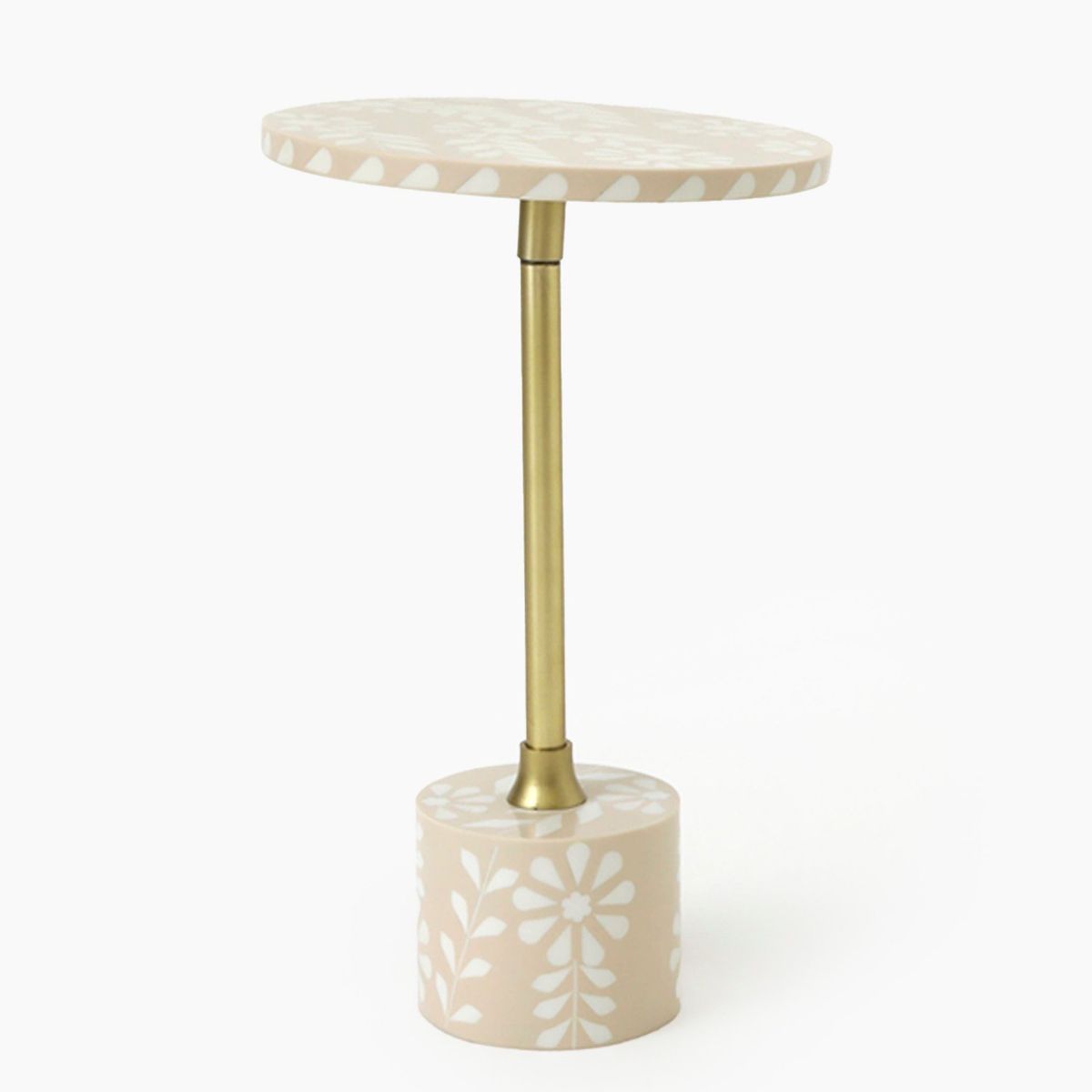 ROBERTA ALLEN - Mesa Auxiliar Beige De  Flores 48cm