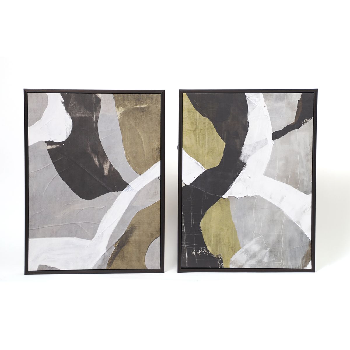 MICA - Setx2 Cuadros Abstracto Negro Y Marrón 30x40cm