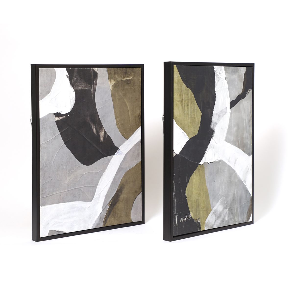 MICA - Setx2 Cuadros Abstracto Negro Y Marrón 30x40cm