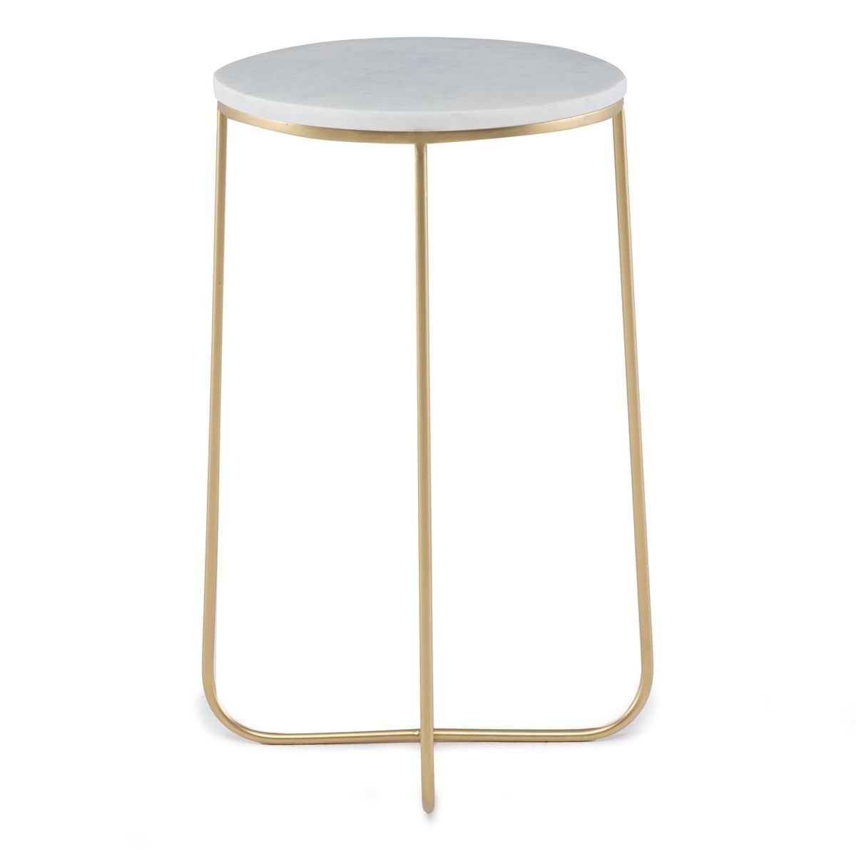 BASEMENT HOME - Mesa Auxiliar Redonda Mármol Dorada 55cm