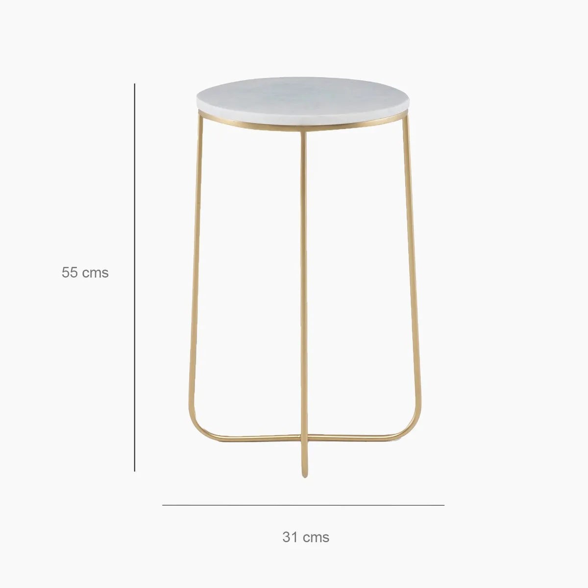 BASEMENT HOME - Mesa Auxiliar Redonda Mármol Dorada 55cm