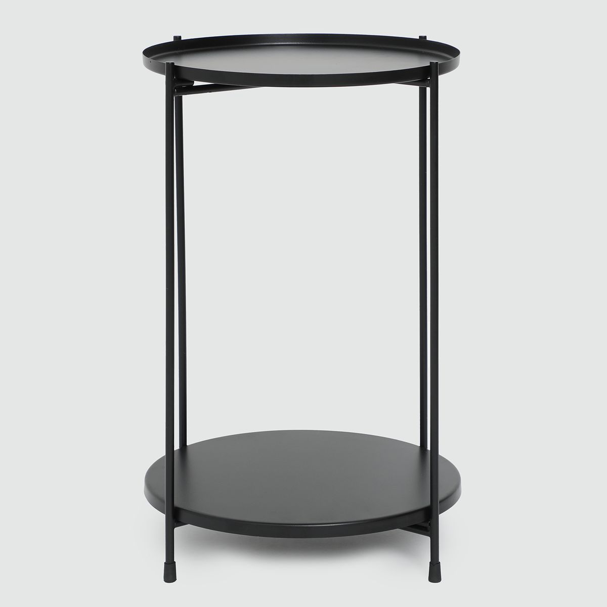 BASEMENT HOME - Mesa Auxiliar Redonda Dos Pisos Negra 36cm