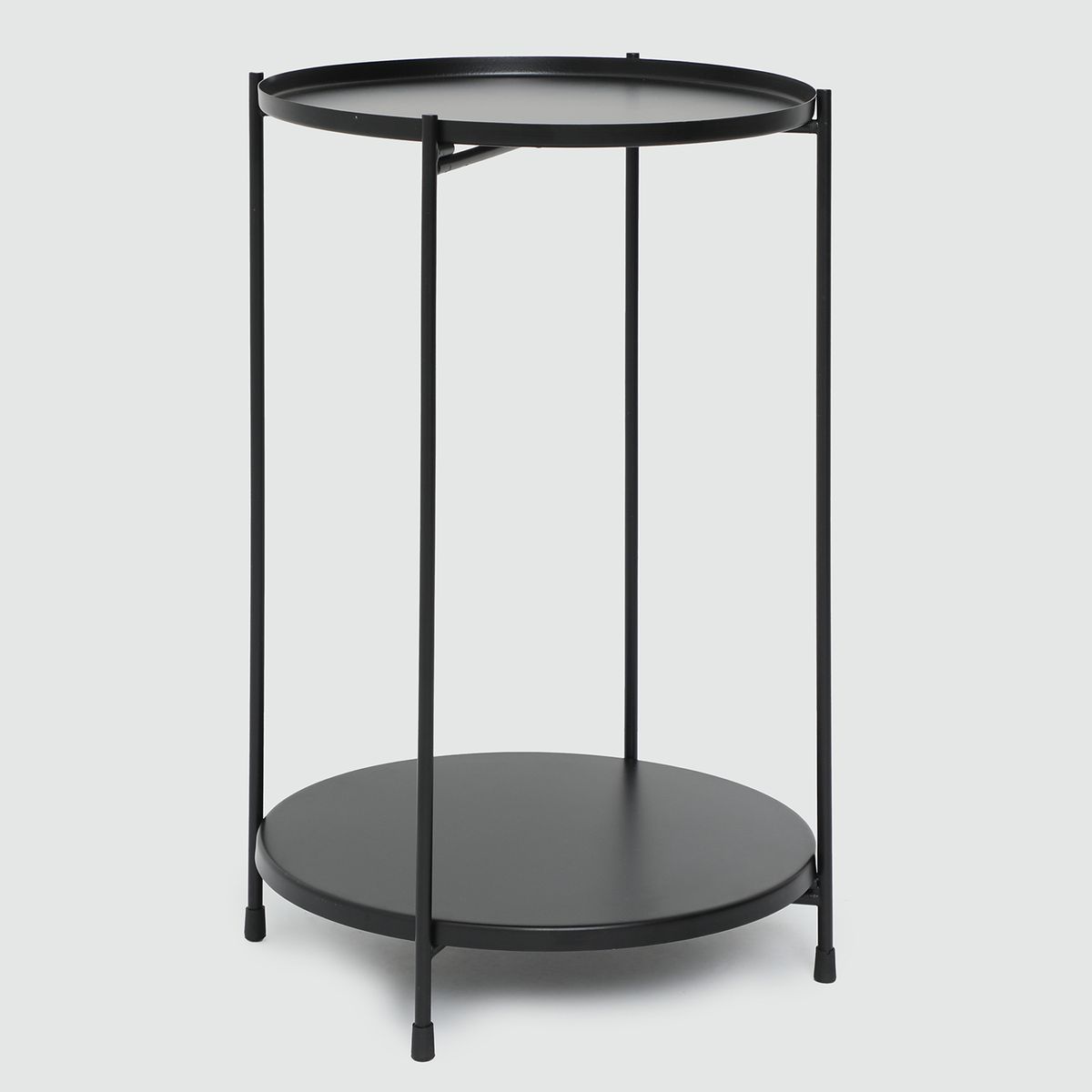 BASEMENT HOME - Mesa Auxiliar Redonda Dos Pisos Negra 36cm