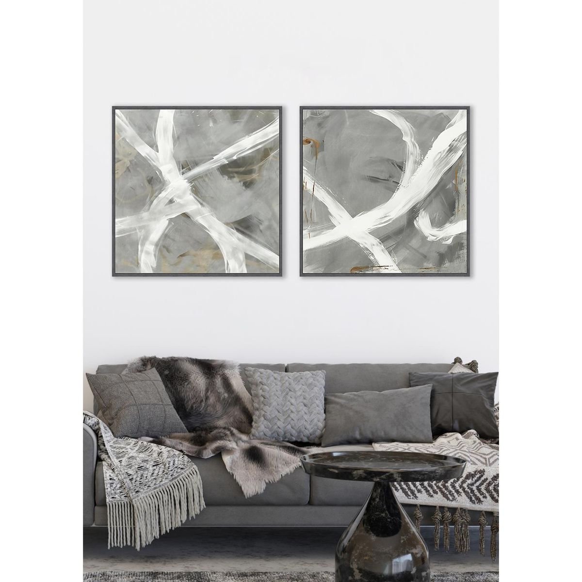 MICA - Setx2 Cuadros Líneas Gris 40x60cm