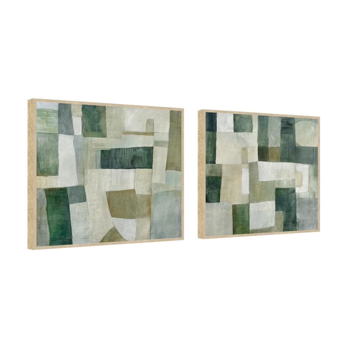 MICA - Setx2 Cuadros Abstracto Verde 40x40cm