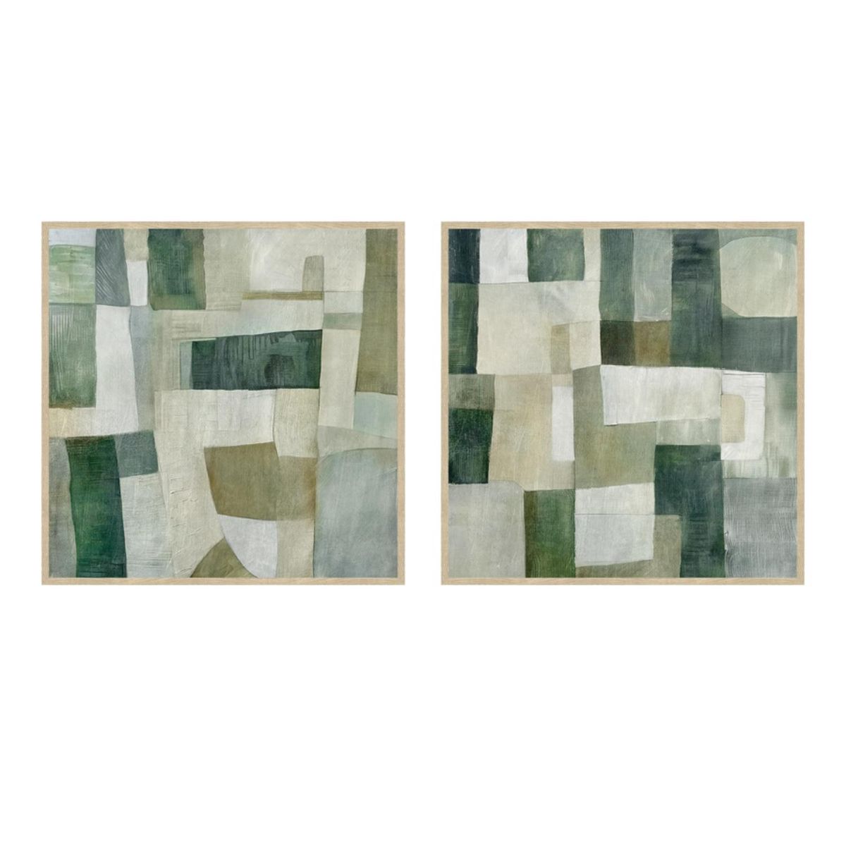 MICA - Setx2 Cuadros Abstracto Verde 40x40cm