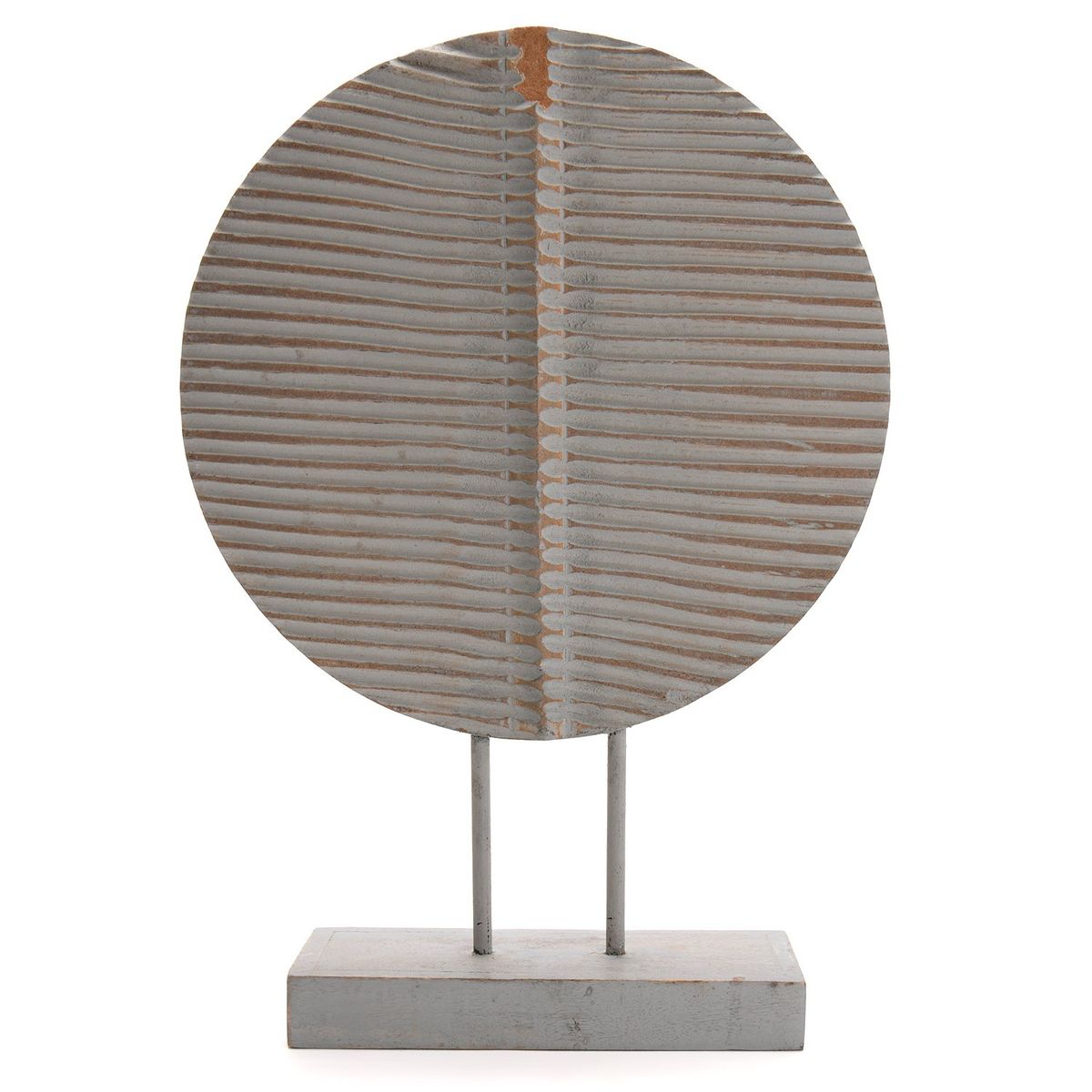 BASEMENT HOME - Adorno Pedestal Círculo De Madera 50x10x36cm