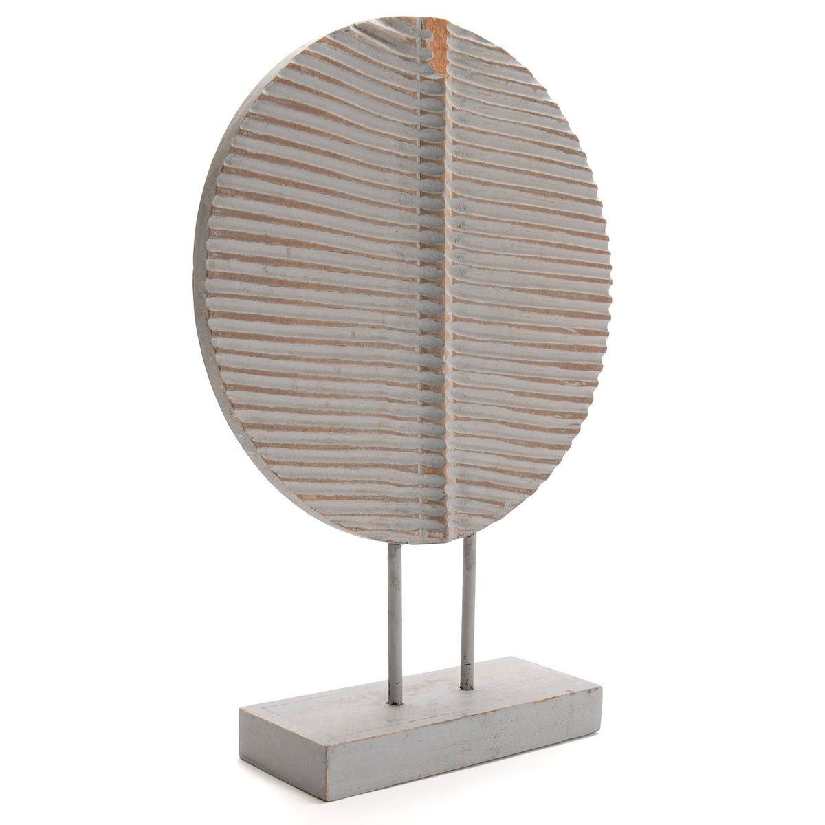 BASEMENT HOME - Adorno Pedestal Círculo De Madera 50x10x36cm
