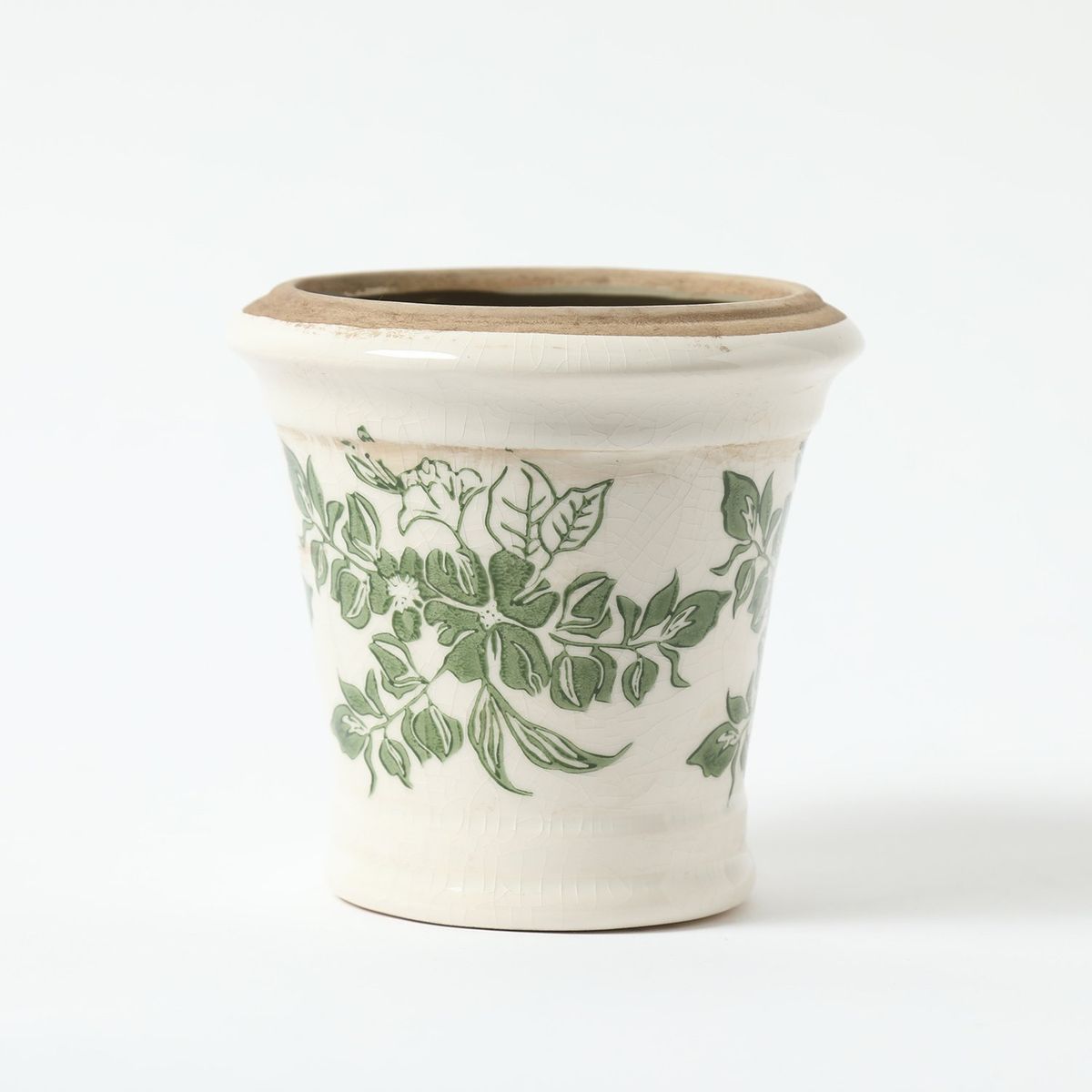 ROBERTA ALLEN - Maceta Decorativa Flores Verdes 13cm