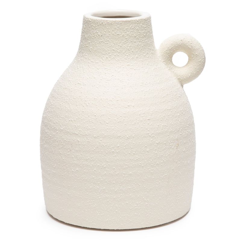 BASEMENT HOME - Jarrón Blanco De Cerámica 14x17cm