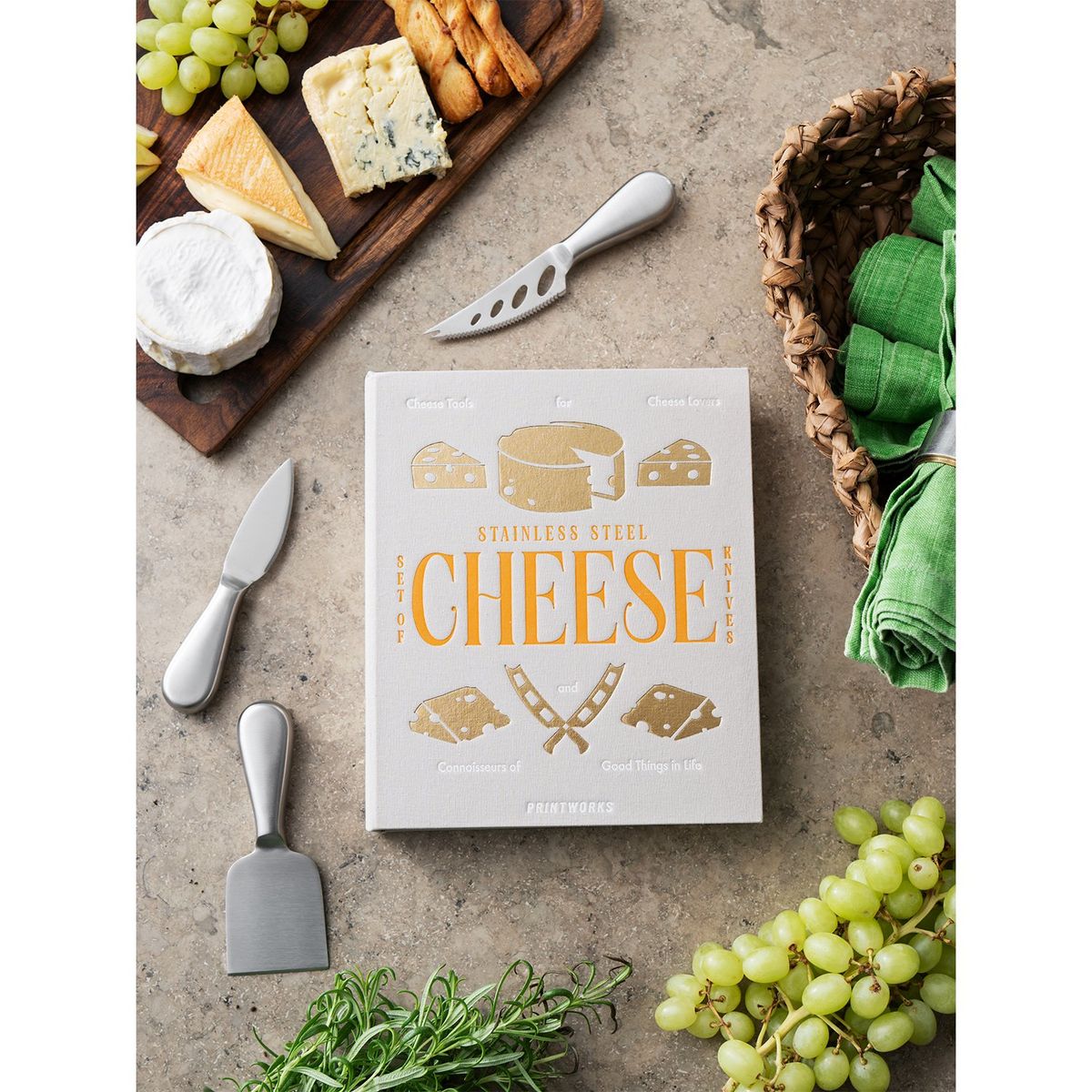 PRINTWORKS - Set Herramientas De Quesos Con Caja Decorativa 22x18x4cm