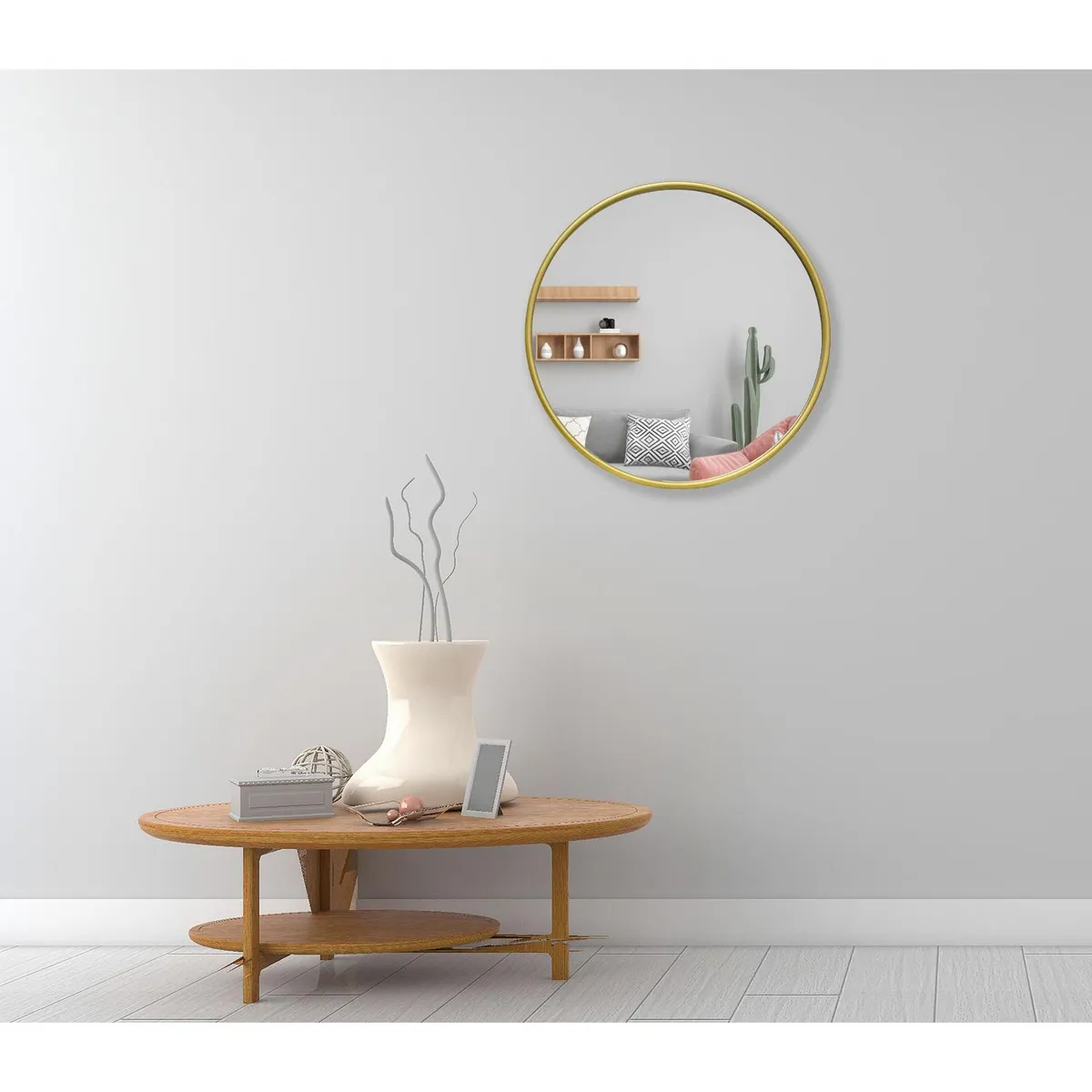 MICA - Espejo Redondo de Metal Dorado