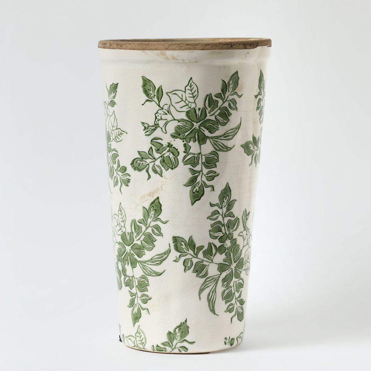 ROBERTA ALLEN - Maceta Blanca con Flores Verdes Interior/Exterior 25cm