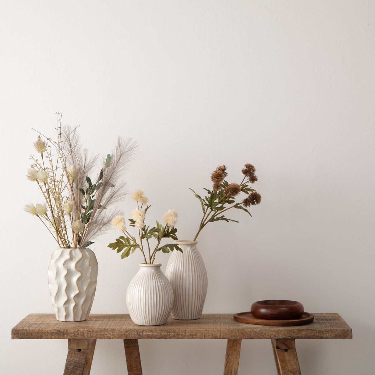 MICA - Ramo Flor Decorativa De Cardo Blanco 55cm