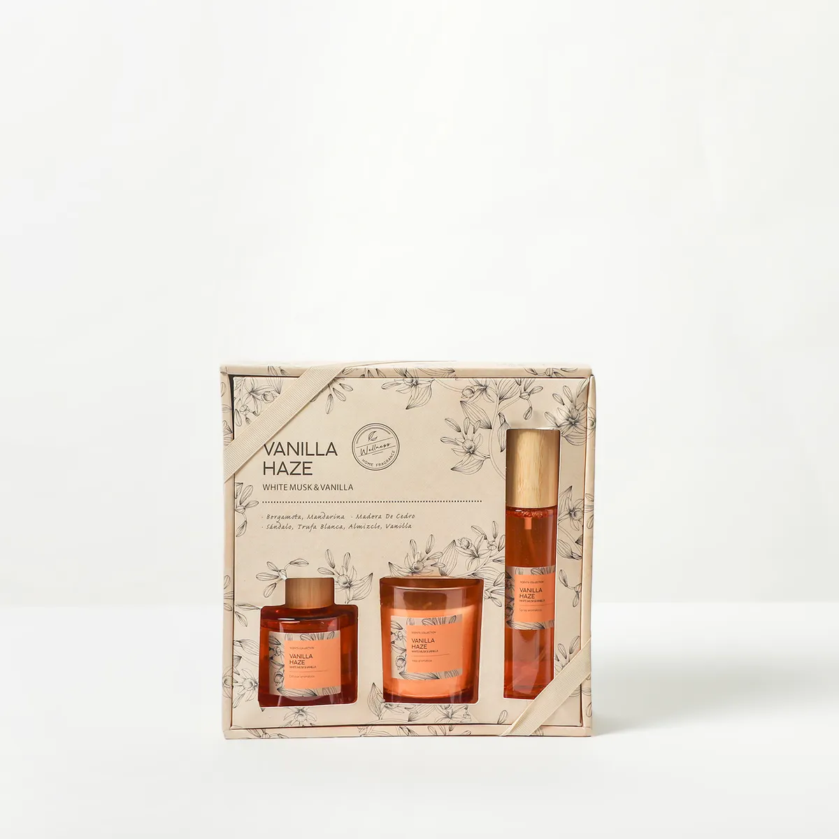 ROBERTA ALLEN - Set Aromático Vainilla: Vela Aromática132ml + Difusor 80ml + Ambientador Spray 80ml