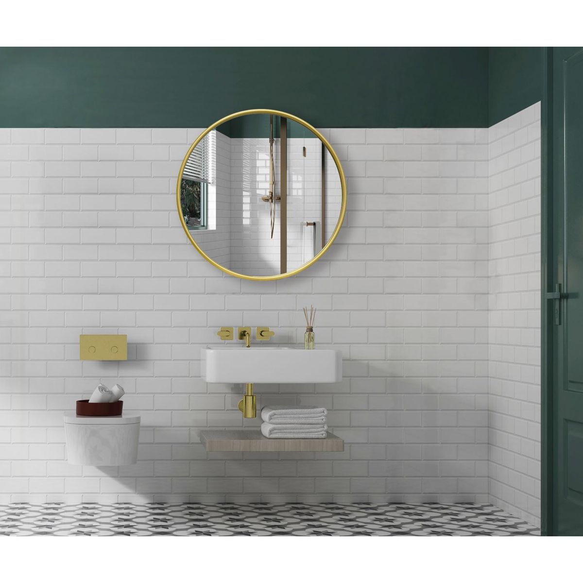 MICA - Espejo Redondo de Metal Dorado