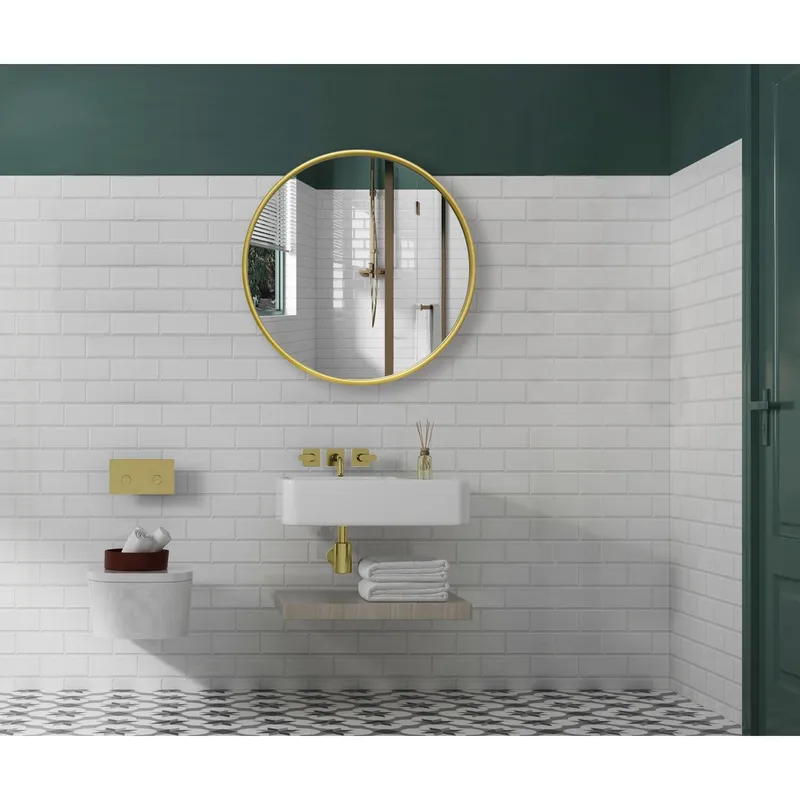 MICA - Espejo Redondo de Metal Dorado