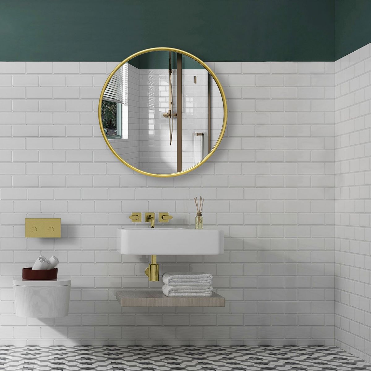 MICA - Espejo Redondo de Metal Dorado