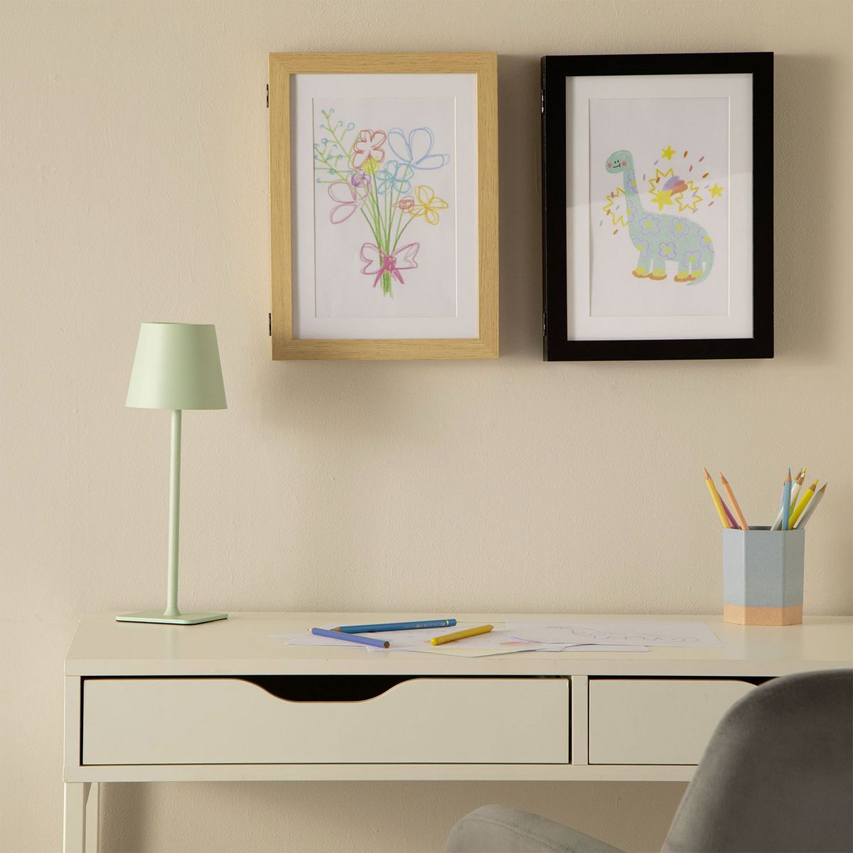 BASEMENT HOME - Marco de Fotos MDF Negro Dibujos Infantiles 30x36cm