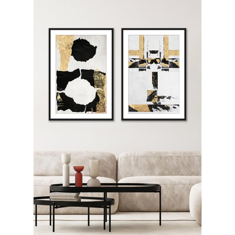 BASEMENT HOME - Set2 Cuadros Abstracto Gold 50x70x3cm