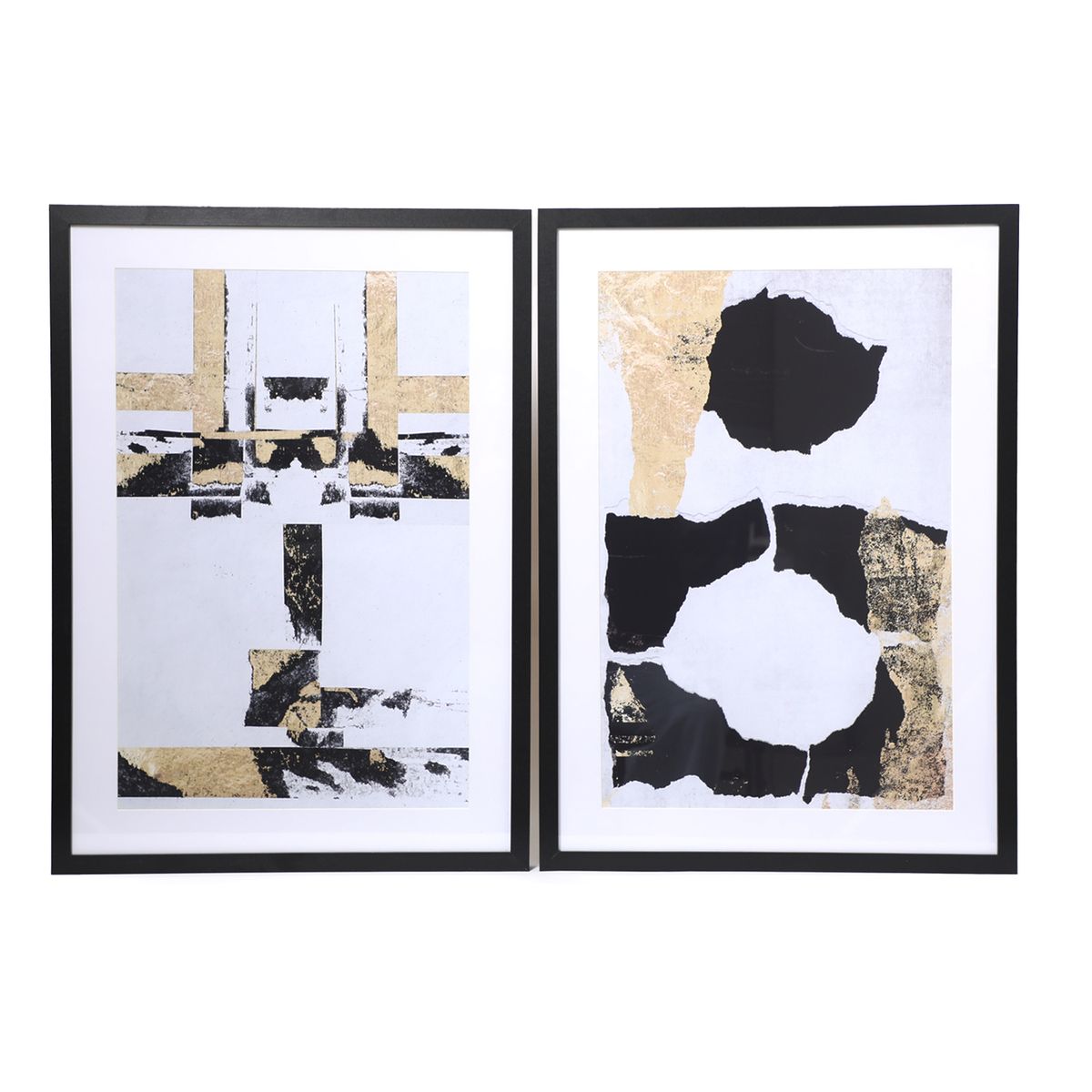 BASEMENT HOME - Set2 Cuadros Abstracto Gold 50x70x3cm