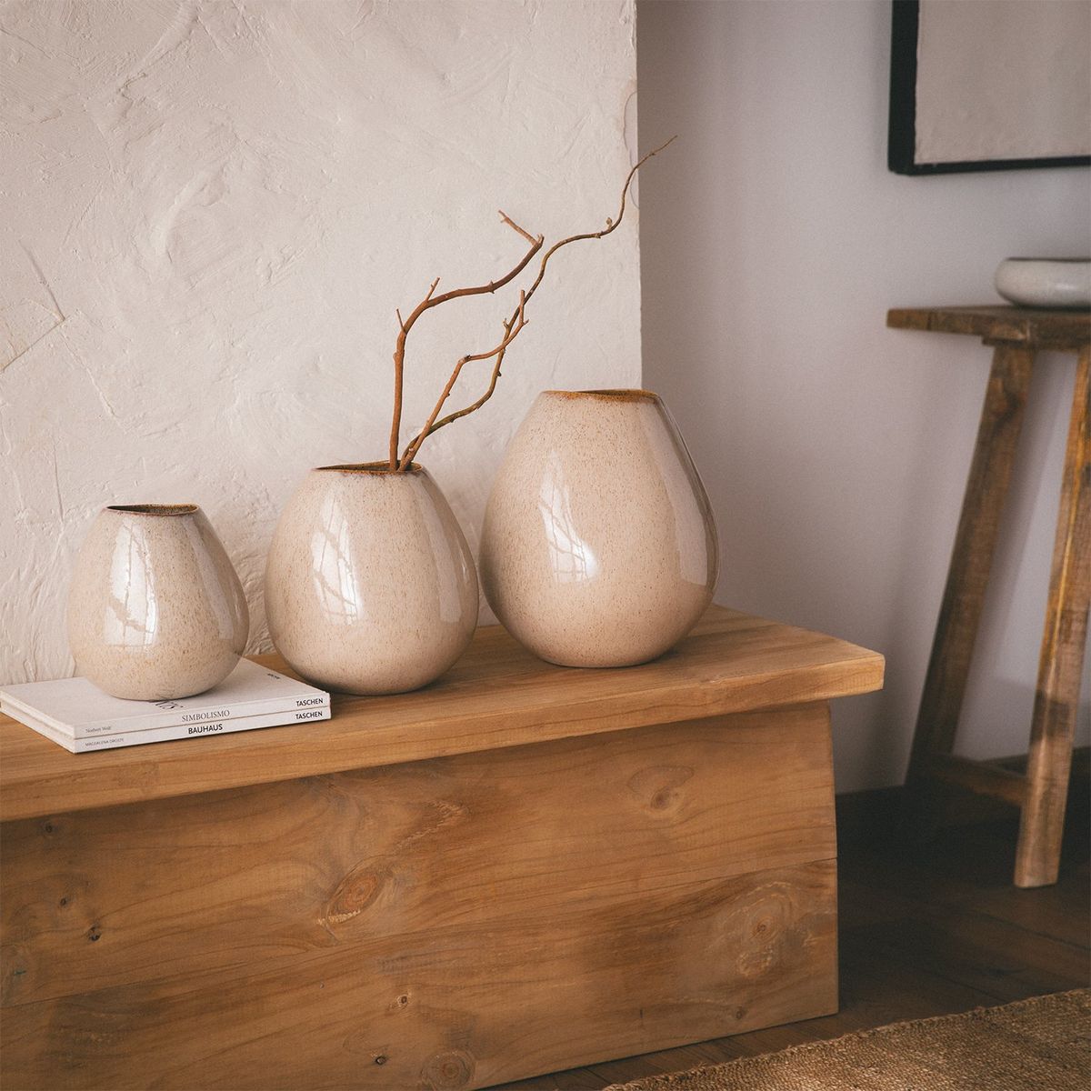 CASA CANTABRIA - Jarrón Decorativo Marrón De Cerámica 19cm