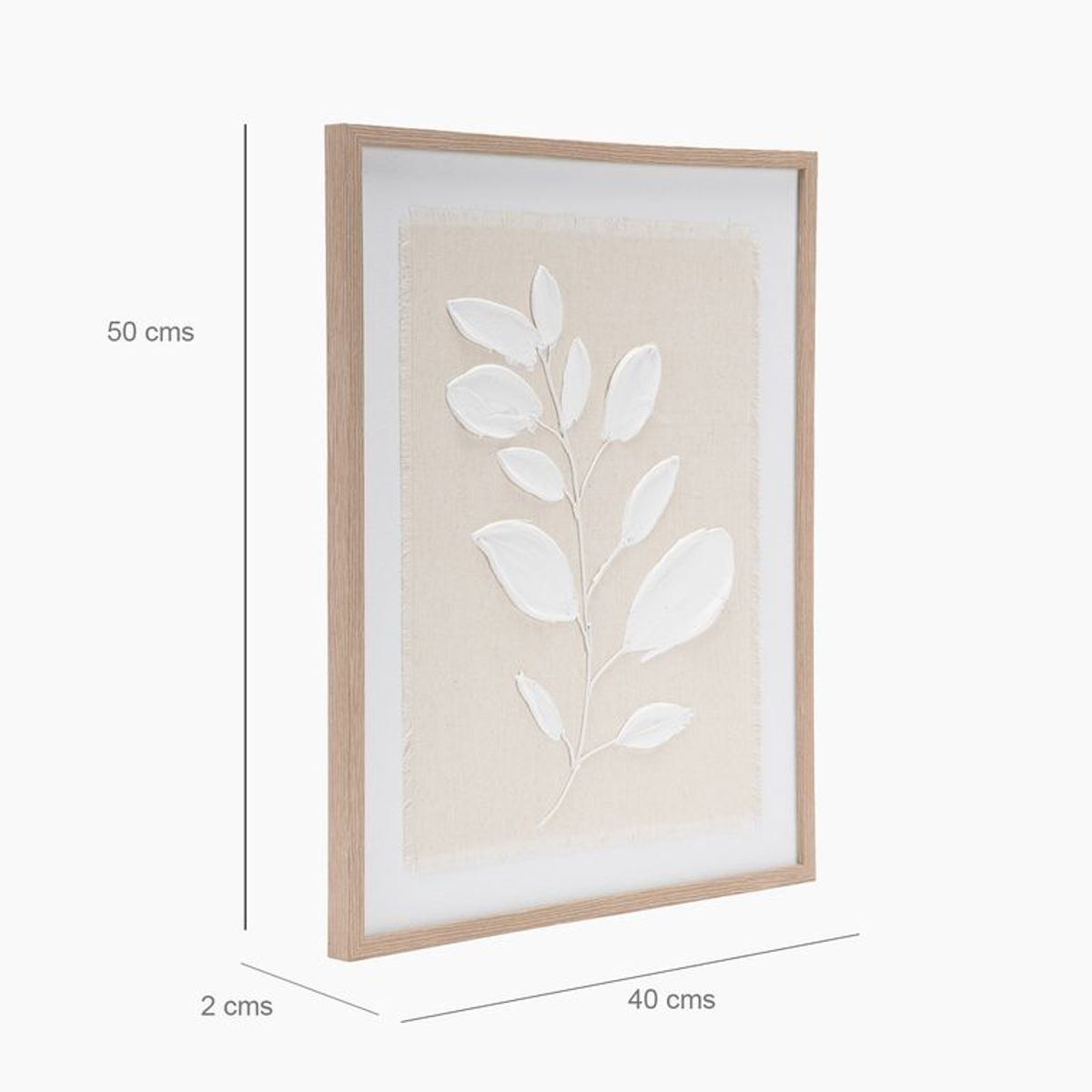 MICA - Cuadro Hoja Con Relieve En Lino 40x50cm