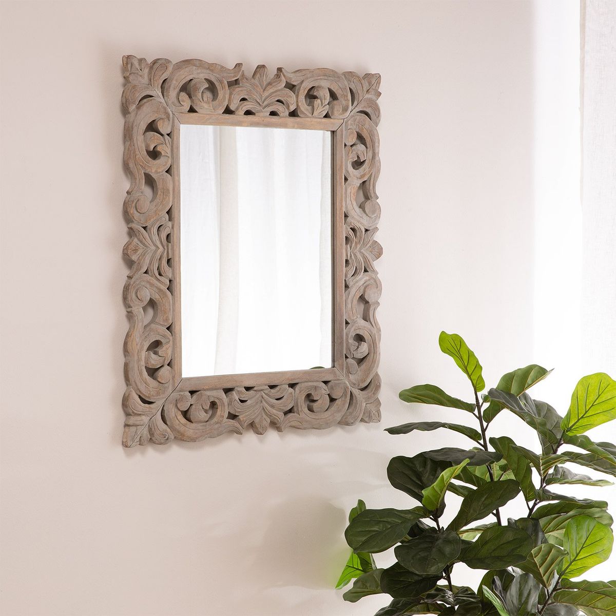 ROBERTA ALLEN - Espejo Madera Borde Blanco 90cm