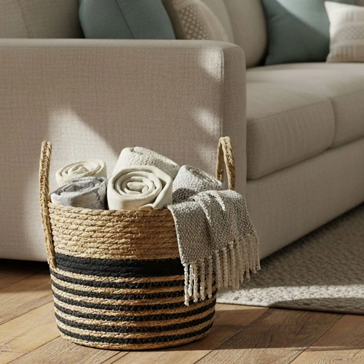 MICA - Canasto Líneas Negras 28x21cm